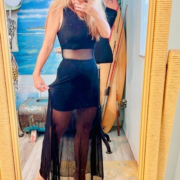 VTG Tadashi Shoji,Avant Garde,Sheer-Mesh Mid-drift,Evening Dress,Gown,EUC,Size S - Picture 14 of 14